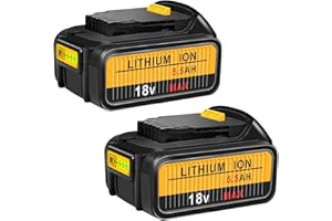 HavenHarmo 2 pezzi di ricambio da 18 V per batteria Dewalt, batteria da 5,5 Ah compatibile con 18 V DCB184 DCB200 DCB182 DCB180 DCB181 DCB182 DCB201 18V XR