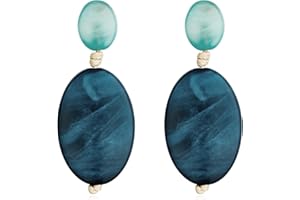 LILIE&WHITE Geometric Acrylic Resin Earrings, Multicolor Marbled Boho Statement Dangle Earrings, Gold-Plated Retro Drop Earrings for Women and Girls, Fashion Bohemian Costume Jewelry