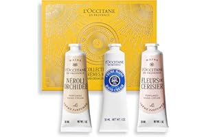 L'OCCITANE Floral Hand Cream Trio, Cherry Blossom, Neroli Orchid & Shea Butter, Hydrating Mini Hand Cream Gift Set for Everyday Hand Care