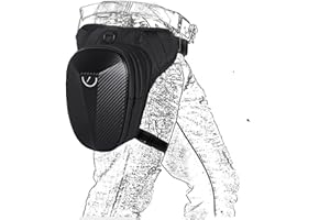 BANGDILS Bolsa cartuchera táctica para Muslo Duro, riñonera con Fibra de Carbono, Impermeable, Bolsillo expandible, Motociclismo, Ciclismo, Deportes de Senderismo