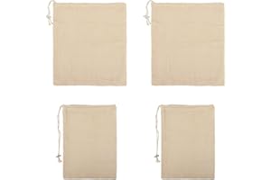 MUYAPAY 4 Pezzi Garza Alimentare, Sacchetti Cotone Riutilizzabili, con Coulisse in Mussola di Cotone, Cucinando Cheese Cloth, Borsa da Cucina Cucina Rete Lavabile, per Cottura Verdura, Brodo, Ceci