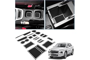 BIXUAN Vitara 2024, compatible avec Suzuki Vitara 2016-2023 2024, antidérapant, pour console centrale, porte-gobelet, 17 coutures de porte antidérapantes, tapis de fente de porte blanc