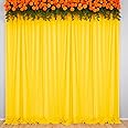 Party Propz Yellow Net Backdrop for Decoration - 2 Pcs Haldi Decoration Items for Home, Backdrop for Pooja Decoration, Mehendi Decoration Setup, Festive Backdrop, Makar Sankranti, Pongal, Lohri Decor