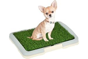 PawHut Toilette pour Chien litière avec Tapis en Gazon Artificiel Plateau et Panneau grillagé, Tapis d'entraînement pour Animaux, 46,5 x 34 cm