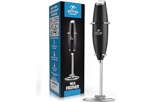 Zulay Kitchen Executive Series Milk Frother Wand - Upgraded & Improved Stand - Ideal Coffee Gift - Coffee Frother Handheld Foam Maker for Lattes - Electric Milk Frother Handheld for Cappuccino