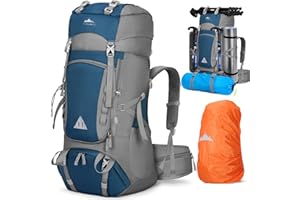 IGOLUMON Plecak trekkingowy, 60 l, plecak trekkingowy, dla mężczyzn i kobiet, plecak podróżny, duży plecak z pokrowcem przeciwdeszczowym, na kemping, trekking, do wspinaczki, podróży na świeżym