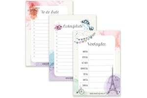 ‎PAPIERDRACHEN Notepads with Weekly Plan, To-Do List and Shopping List, Daily Planner and Weekly Planner for School, University and Household Use – Notepad Set, paris