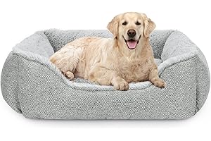 JOEJOY Panier Chien Grande Taille, Lit pour Chien Lavable Pelucheux, Anti-anxiété Doux Confort Panier Chien, Lit Chien pour Grand Chien et Chat, 84x58x23cm