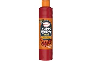 ‎HELA HELA - Currywurst Sauce 800 ml fruchtig-pikante Currysauce für Bratwurst & Pommes mit Tomatenmark, Apfelpüree & Curry, ohne künstliche Farbstoffe, Geschmacksverstärker - klassischer Imbissgeschmack