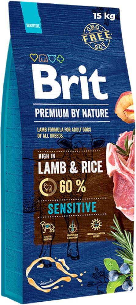 Brit Premium By Nature Kuru Köpek Maması, Kuzu Eti ve Pirinçli, Yetişkin, Her Boydan Cinsler İçin, Yüksek Sindirilebilir Protein, Yağlar ve Besinsel Maddeler, 15 kg