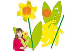 Baker Ross EV5292 Daffodil Windmill kits for Children to Play with. Easter & Spring Small Gift Idea for Boys & Girls (Pack of 6)