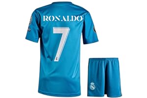 IHIMI Ensemble maillot pour enfant - Style final Cardiff 2017 - Tenue Real Fan en bleu avec short - Maillot de football pour garçon au look rétro - Tailles 128-176