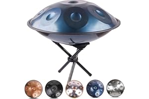 LXHGVKHJ Tambour Handpan De 9/10 / 12 Notes, Instruments De Percussion À 432 Hz / 440 Hz Pour Les Débutants Et Les Joueurs Professionnels, Tambour À Main De 55 Cm Avec Trépied De Tambour, Baguettes Et Sac (