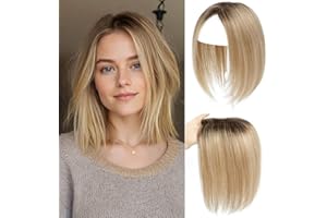 SEA SINGING Haar Topper für Frauen aus Echthumanhaar, Remy-Menschliches Haar mit Dünnheits-Upgrade, Mittelscheitel Clip-In Topper Haar Stück für Frauen für täglichen Gebrauch (4T10/16#)