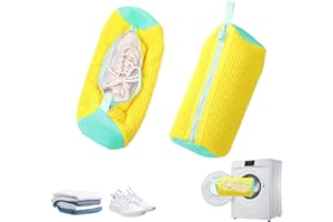 Gxlaihly 2 Pezzi Sacchetto Per Lavare Scarpe,Sacchetto Scarpe Lavatrice,Sacchetti per Lavatrice con Cerniera,Riutilizzabile e Resistente Borsa per Scarpe,Protegge Le Scarpe dai Danni (Giallo)