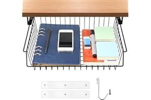 QWORK® Cassetto sotto tavolo in metallo, capacità di carico 5-10 kg, cassetto sotto la scrivania, può essere utilizzato in uffici, cucine