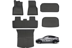 CYBERBEANS Dywaniki podłogowe do Tesla Model Y (2020-2023), akcesoria, XPE, odporna na warunki atmosferyczne, antypoślizgowe, wodoodporne maty 3D z przodu, z tyłu, do bagażnika, 5-osobowa