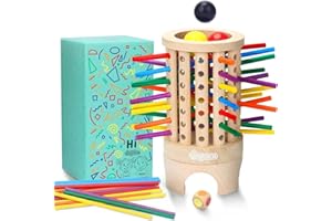 Japace Juegos de Tablero Torre de Pisa Habilidades Motoras Finas, Juego para Fiestas de Familias Montessori de Madera, Juguetes de Madera Educativos ara Niños Regalo de Niños y Niñas de 3 Años