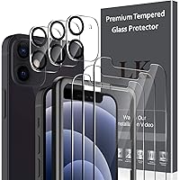 LK 6 Stück Schutzfolie Kompatibel mit iPhone 12 Mini Panzerglas, 5.4 Zoll, 3 Schutzfolie und 3 Kamera Schutzfolie, 9H…