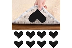 NEXMEE Lot de 8 Anti Derapant Tapis, Tapis Antidérapant Réutilisable et Lavable, Autocollants pour Tapis, Anti Derapant Tapis Autocollant en Forme de Cœur (Noir)