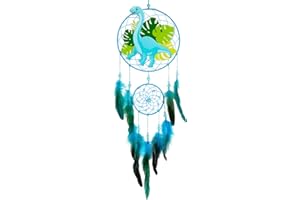 Basumee Kids Dinosaur Dream Catcher Feather Dreamcatchers Wall Hanging Decor for Bedrooms Party Birthday Gift,Red