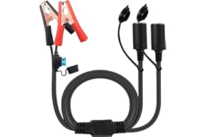 GELRHONR Double câble d'extension pour allume-cigare de voiture, pinces crocodiles, pince de batterie de voiture 12 V 24 V à câble de charge d'extension de prise d'allume-cigare avec fusible 15A-1m