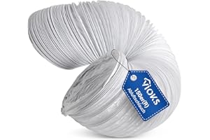 VIOKS Klima Abluftschlauch 150mm 5m Weiß PVC - Trockner Schlauch 150mm Rund/Schlauch für Klimaanlage/Abluftschlauch Klimagerät/Dunstabzugshaube Schlauch