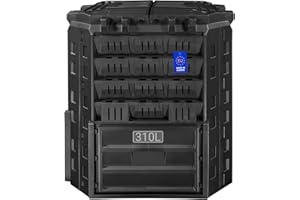 FIXKRAFT Schnellkomposter Garten Komposter 310L Thermokomposter in Schwarz Gartenkomposter aus Kunststoff Schnell Kompostierer für Bio Kompost mit Deckel