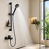 Kyro Tech Premium Mat Siyah S&uuml;rg&uuml;l&uuml; Duş Seti, Ayarlanabilir Duş Rayı, El Duş Başlığı, 150 cm Spiral Duş Hortumu, Banyo Duş Si