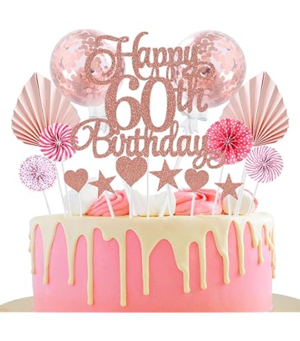 Cake Topper In Carta Numero Happy 60 Anni Oro Lucido - Decorazione Torte Dolci - 13x12 Cm
