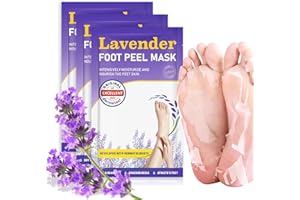 OUKEYA Maschera Peeling Piedi 3 Paia: Testata Dermatologicamente, Ripara Talloni, Rimuove Pelle Morta e Secca, Maschera Piedi Esfoliante per Piedi Secchi e Screpolati, Foot Peel Mask (Lavender)