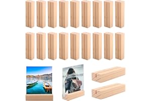 TOSAVGA 20 Stück Kartenhalter Holz,Tischkartenhalter Fotohalter Postkartenhalter Holz für Restaurants, Hochzeiten, Bankette und Partys, Menükartenhalter, Kartenständer, Holzständer, Fotokartenhalter