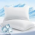 Elegear Summer Cooling Pillowcases, 2 Pack Cool Pillow Cases for Hot Sleepers, Japanese Arc-Chill 3.0 Cooling Fiber Double-Sided Cushion Covers Hidden Zipper, Breathable, Soft, 50x75cm White