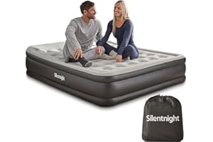 Silentnight Deep Sleep Ultimate Air Bed King with Built in Pump - High Rise Flocked Comfortable Airbed Mattress with Quick Inflation and Deflation with Raised Pillow for Guests and Camping - King