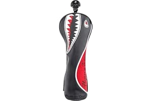 CRAFTSMAN GOLF Craftsmann Golf Shark Flying Tiger - Copritesta per driver ibrido di salvataggio, colore: nero e rosso