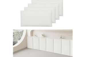 Tokenhigh Anti Collision Wall Padding, 40x20cm Upholstered Padded Wall Panels, Self Adhesive Wall Cushion Padding, Shockproof Peel and Stick Wall Pads for Nursery & Playroom (Off White)