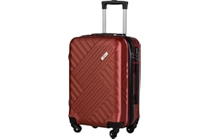 Xonic Design Boardcase Reisekoffer - Hartschalen-Koffer mit 360° Leichtlauf-Rollen - hochwertiger Kabinen-Trolley mit Zahlenschloss - Hand-Gepäck in 55x35x20cm ((Boardcase Weinrot, S))