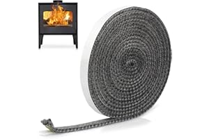 FAELNK Guarnizione Stufa a Legna 3mm x 10mm x 3m Nastro Sigillante per Caminetti Corda Piatta Corda Ermetico Nastro Autoadesivo in Fibra Di Vetro per Stufa, Camino, Porta del Forno
