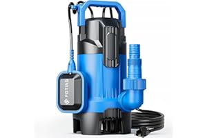 FOTING Schmutzwassertauchpumpe 550 W, 24000 l/h, Förderhöhe max 8 m, Clean/Sewage with Float Switch, variabel einstellbarer Schwimmerschalter, Thermoschutz