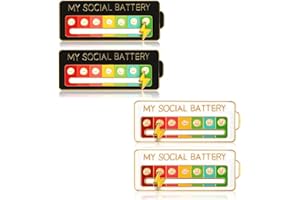 AzureRay Sozial Batterie Pin, 4 Stück Lustige Broschen für soziale Stimmung für 7 Tage, My Social Battery Pin, Interaktive Stimmungspins, Gesundheit (Weiß + Schwarz), Metall