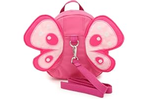 Btsky - Zaino da passeggio - motivo ali di farfalla - per bambini, con imbracatura di sicurezza