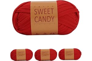 Yixinly 400g Fettuccia per Borse a Uncinetto, Filato per Borse Uncinetto Filato Uncinetto, Fettuccia per Borse Filo Uncinetto per Borsa, Cestino, Coperta, Decorazione Domestica 4x100g (Rosso)