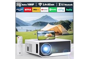 ZDK 2024 New 1080P Projector with 5G WiFi, Full HD 1080P, Supports BT 5.1 Projector for Home Cinema, Compatible with Smartphones, Android/iOS/TV Box/PS5/XBOX. (White, 20000L)