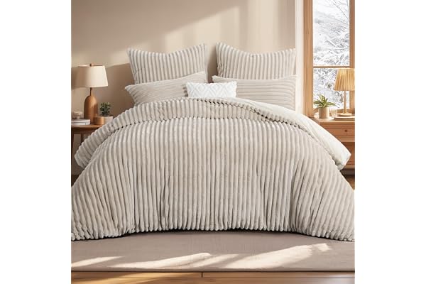 Aisbo Vinter varma sängkläder 220 x 240 3 delar beige – manchester fluffig flanell vintersängkläder plysch teddy fleece kashm