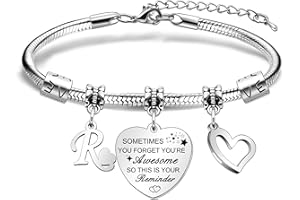 Awyuan Inspirational Gifts A-Z Reminder Bracelet Gifts on Birthday Christmas Graduation for Girls Women Friends Sisters Daughters Aunt Mum Granddaughter Chilrdren