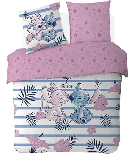Aymax Stitch Beddengoed voor tweepersoonsbed, van flanel, omkeerbaar, dekbedovertrek 200 x 200 cm 2 kussenslopen 65 x 65 cm
