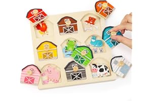 LZDMY Montessori Spielzeug ab 1 Jahr Baby Holzpuzzle, Bauernhof Motorikspielzeug für 12-36 Monate Mädchen Junge Kinder Greifpuzzle Steckspielzeug Sortierspiel Geburtstag Weihnacht Ostern Geschenk