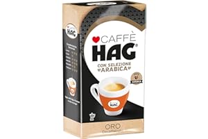 CAFFÉ HAG Hag - Caffè Macinato Decaffeinato Gusto Oro - Miscela per Macchina Caffè Espresso e Moka - 16 confezioni da 250 gr (Totale 4 kg)