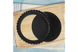 SEGNAYEN Moule à tarte à quiche, moule à tarte de 22 cm avec fond amovible, mini moules à tarte pour la cuisson, moule à tarte, moule à tarte rond cannelé, fond amovible, moule à tarte antiadhésif,