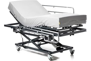 Ferlex - Cama articulada geriátrica con Carro Elevador (105x190, Barandillas + Colchón Sanitario)
